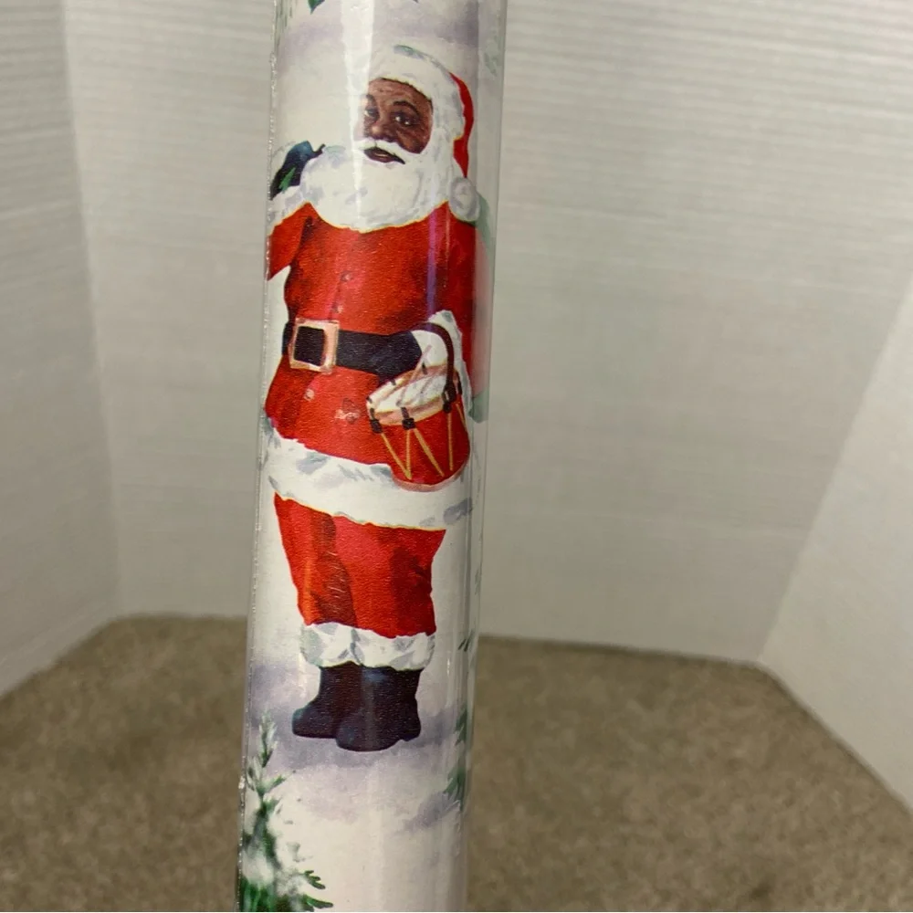 Vintage African‎ American Santa Claus Wrapping Paper 40sq ft, unopened.